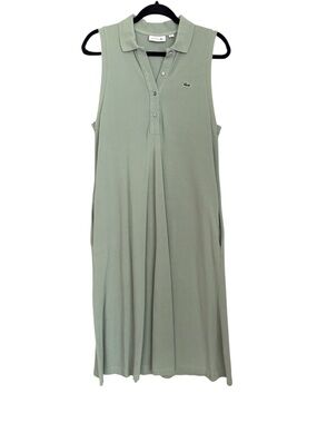 Lacoste Women’s Green Sleeveless Pique Polo Dress Size 40 M